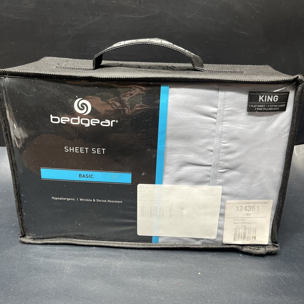 Bedgear Basic Hypoallergenic “Mist” Pale Blue Sheet Set King Size New